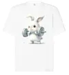 Футболка Оверсайз Зайчик з штангою Белый фото