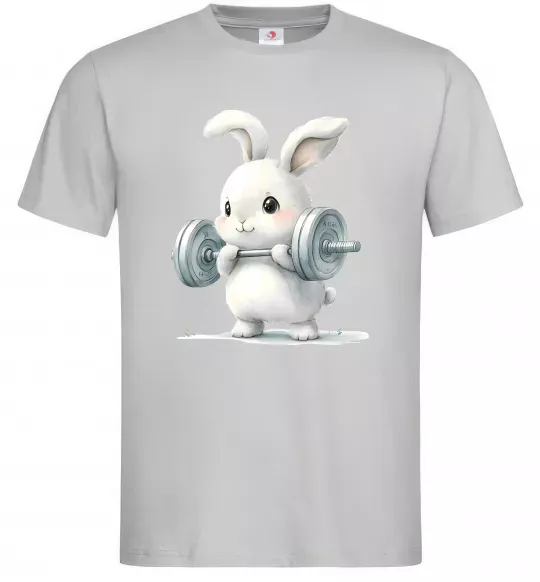 Чоловіча футболка Зайчик з штангою Сірий фото