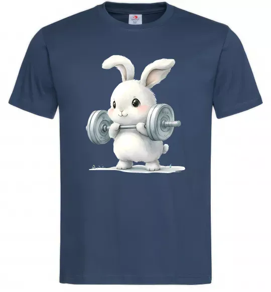 Чоловіча футболка Зайчик з штангою Темно-синій фото