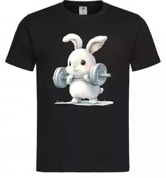Чоловіча футболка Зайчик з штангою Чорний фото