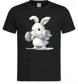 Чоловіча футболка Зайчик з штангою Чорний фото