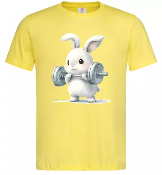 Чоловіча футболка Зайчик з штангою Лимонний фото
