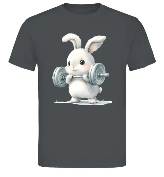 Чоловіча футболка Зайчик з штангою Графіт фото