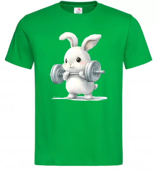 Чоловіча футболка Зайчик з штангою Зелений фото