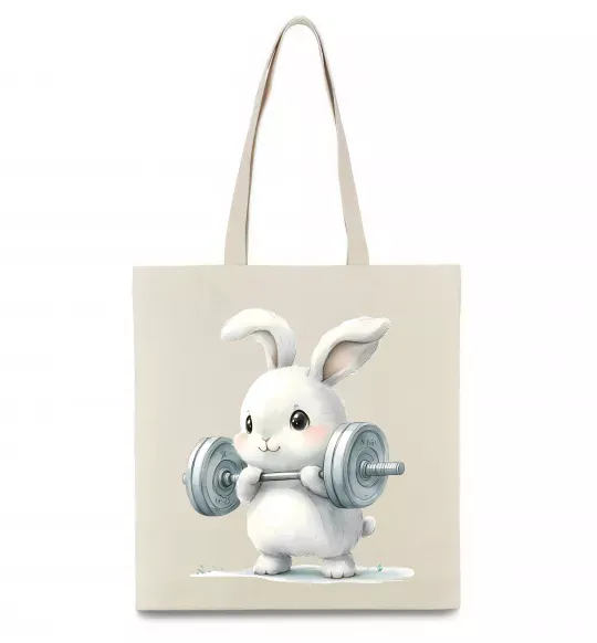 Еко-сумка Зайчик з штангою Бежевий фото
