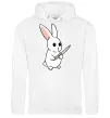 Мужская толстовка (худи) Зайчик з ножем Белый фото