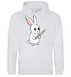 Мужская толстовка (худи) Зайчик з ножем Серый меланж фото
