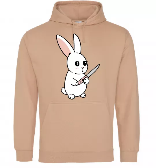 Мужская толстовка (худи) Зайчик з ножем Песочный фото