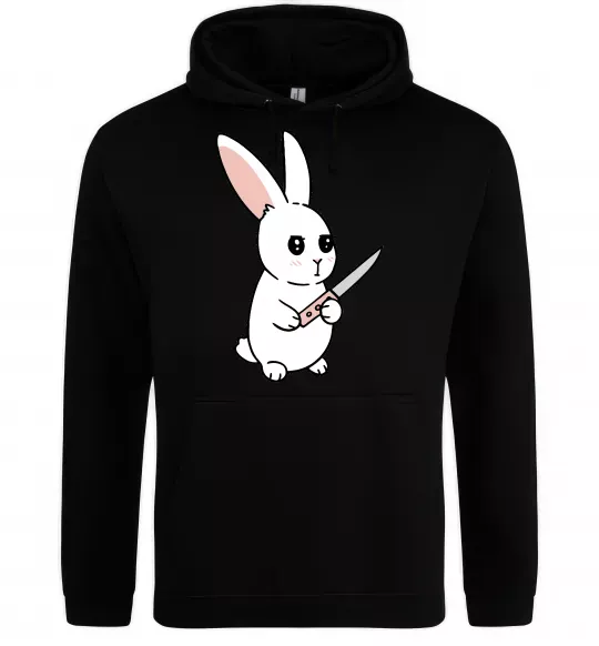Жіноча толстовка (худі) Зайчик з ножем Чорний фото