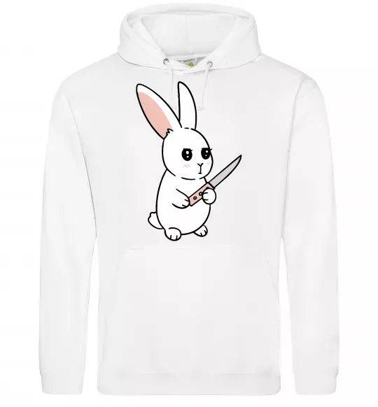 Жіноча толстовка (худі) Зайчик з ножем Білий фото