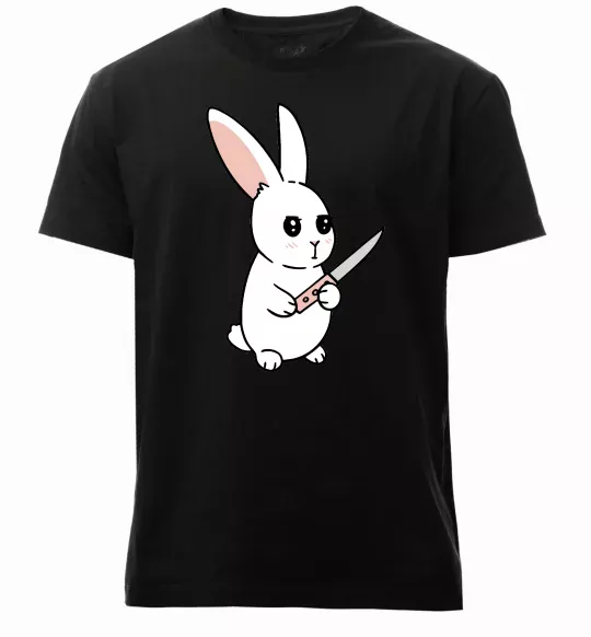 Мужская премиум футболка Зайчик з ножем Черный фото
