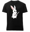 Мужская премиум футболка Зайчик з ножем Черный фото