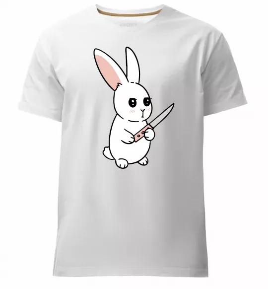 Мужская премиум футболка Зайчик з ножем Белый фото