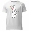 Мужская премиум футболка Зайчик з ножем Белый фото