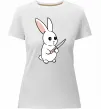 Женская премиум футболка Зайчик з ножем Белый фото
