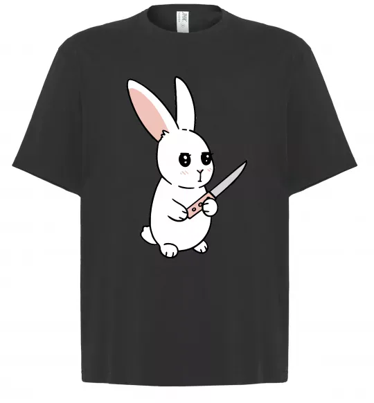 Футболка Оверсайз Зайчик з ножем Чорний фото