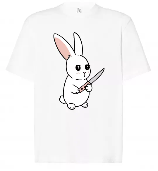Футболка Оверсайз Зайчик з ножем Білий фото