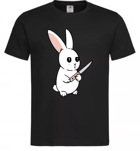 Мужская футболка Зайчик з ножем Черный фото