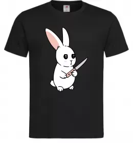 Мужская футболка Зайчик з ножем Черный фото