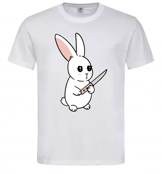 Мужская футболка Зайчик з ножем Белый фото