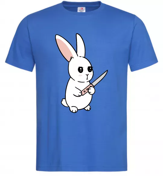 Мужская футболка Зайчик з ножем Ярко-синий фото