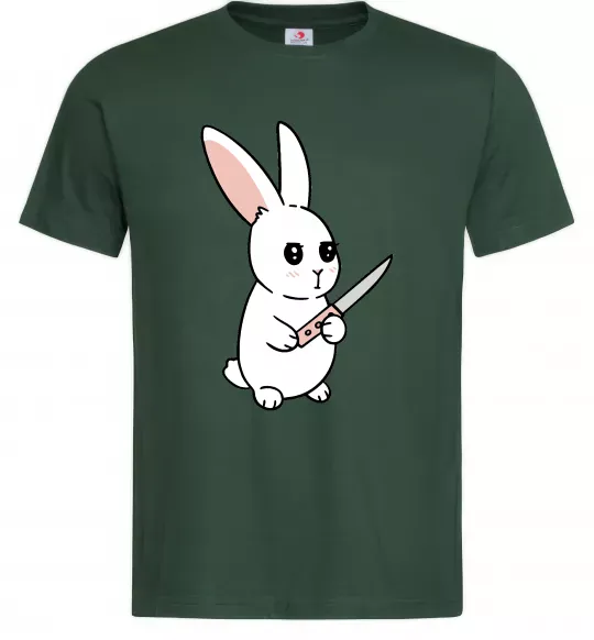 Мужская футболка Зайчик з ножем Темно-зеленый фото