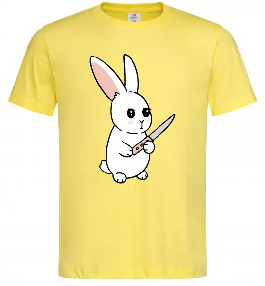 Мужская футболка Зайчик з ножем Лимонный фото