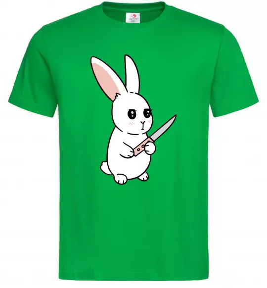 Мужская футболка Зайчик з ножем Зеленый фото
