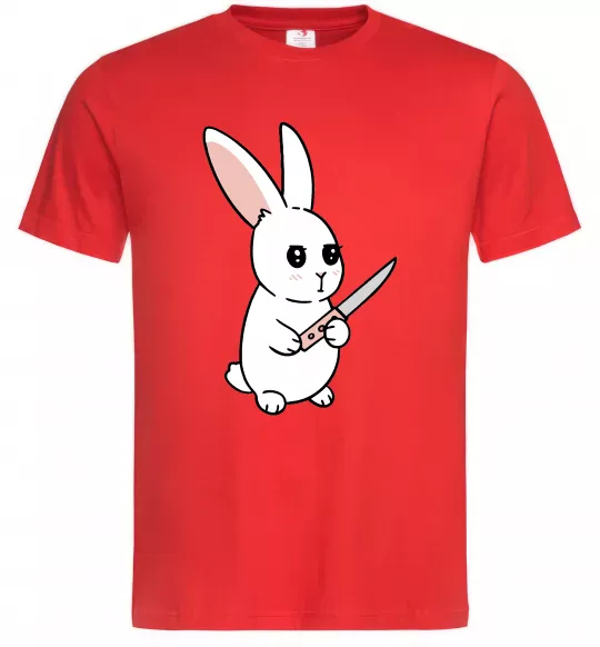 Мужская футболка Зайчик з ножем Красный фото