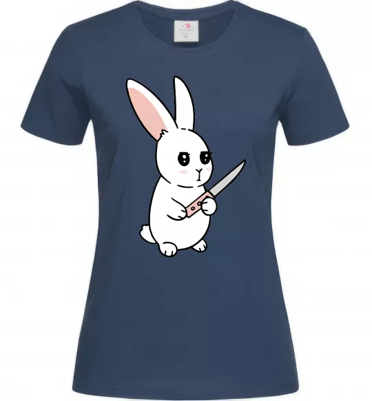 Жіноча футболка Зайчик з ножем Темно-синій фото