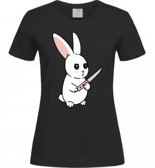 Жіноча футболка Зайчик з ножем Чорний фото