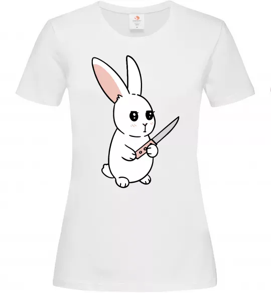 Жіноча футболка Зайчик з ножем Білий фото