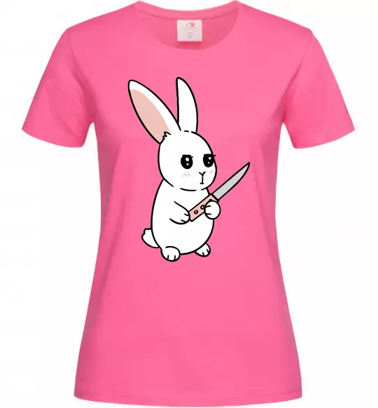 Жіноча футболка Зайчик з ножем Яскраво-рожевий фото