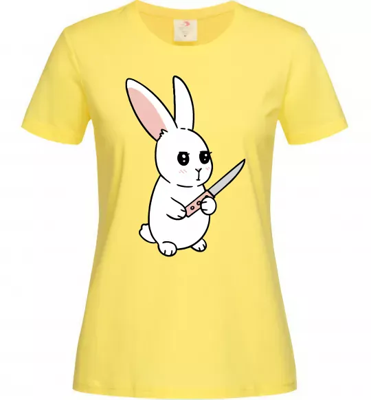 Жіноча футболка Зайчик з ножем Лимонний фото