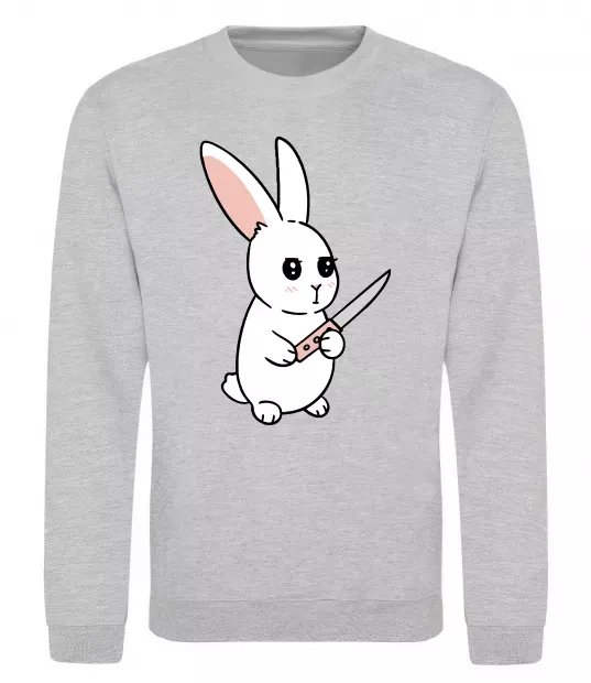 Світшот Зайчик з ножем Сірий меланж фото