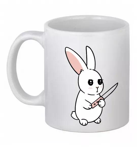 Чашка керамическая Зайчик з ножем Белый фото