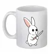 Чашка керамическая Зайчик з ножем Белый фото