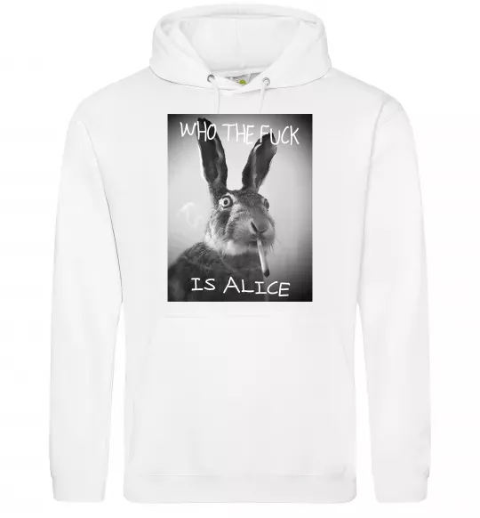 Мужская толстовка (худи) Who is Alice? Белый фото