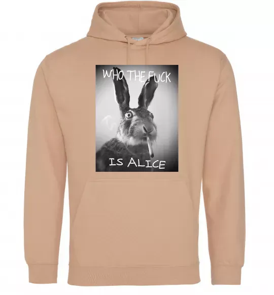Мужская толстовка (худи) Who is Alice? Песочный фото