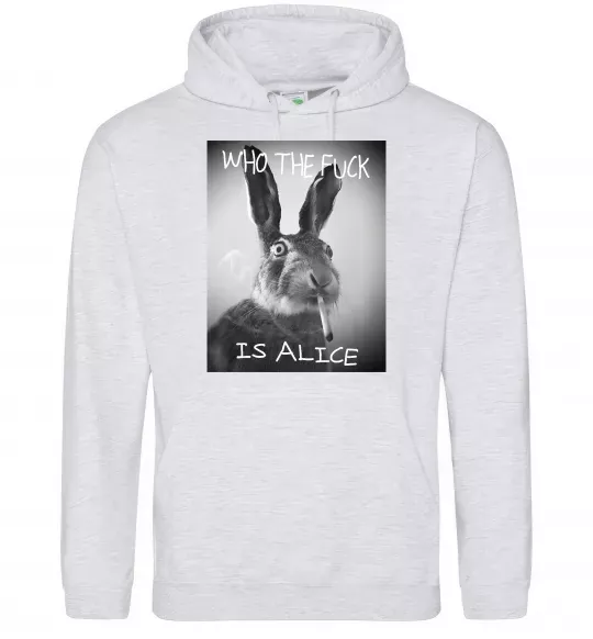 Женская толстовка (худи) Who is Alice? Серый меланж фото