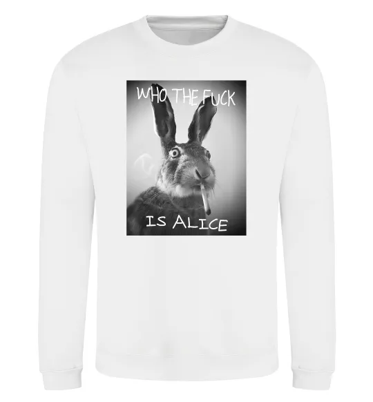 Світшот Who is Alice? Білий фото