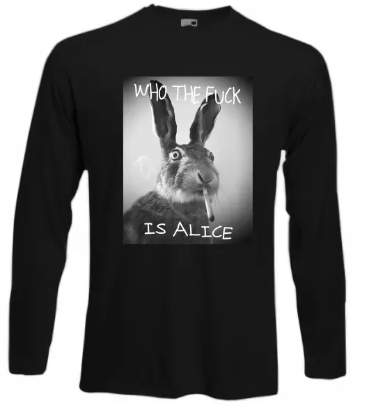 Лонгслив Who is Alice? Черный фото