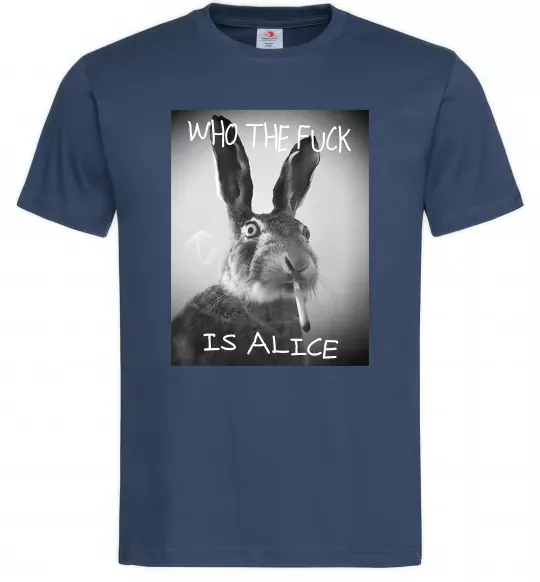 Мужская футболка Who is Alice? Темно-синий фото