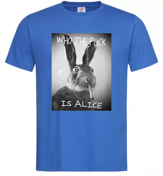 Мужская футболка Who is Alice? Ярко-синий фото