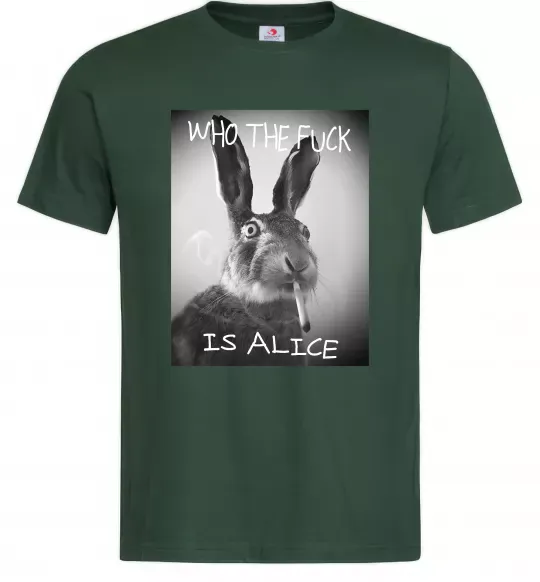 Мужская футболка Who is Alice? Темно-зеленый фото