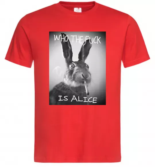 Мужская футболка Who is Alice? Красный фото
