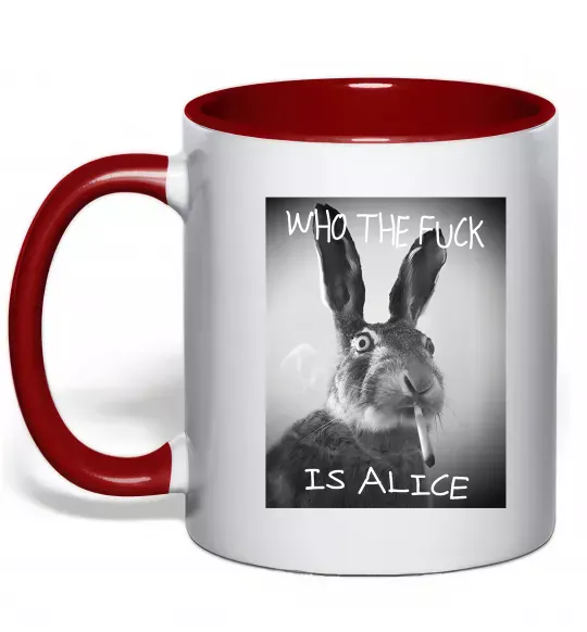 Чашка с цветной ручкой Who is Alice? Красный фото