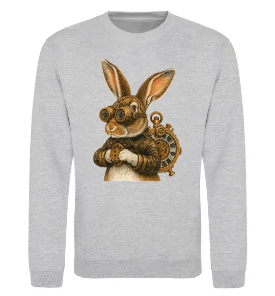 Свитшот Steampunk rabbit Серый меланж фото