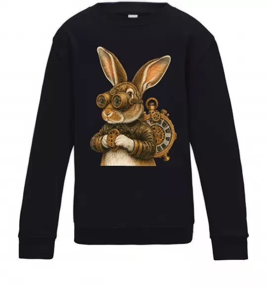 Детский Свитшот Steampunk rabbit Черный фото