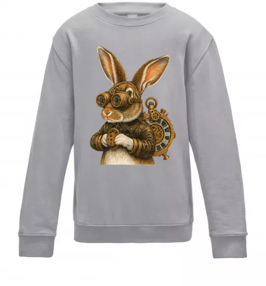 Детский Свитшот Steampunk rabbit Серый меланж фото